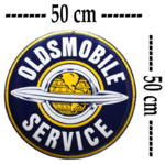 plaque émaillée bombée ronde Oldsmobile service
