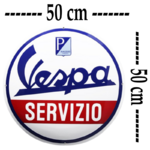 plaque émaillée bombée ronde logo vespa servizio