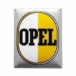 plaque émaillée opel jaune blanc