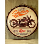 plaque déco capsule gasoline station moto