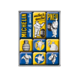 coffret de 9 magnets émaillés bibendum michelin