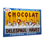 plaque émaillée publicitaire chocolat delespaul havez