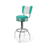 Tabouret de bar dossier bicolore turquoise Comet