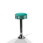 Tabouret de bar sur pied chromé Casey turquoise mobilier américain