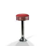 Tabouret de bar sur pied chromé Casey rouge mobilier américain