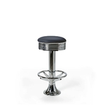 Tabouret de bar avec repose-pieds chromés Casey bleu marine