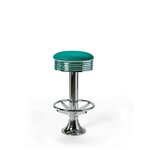 Tabouret de bar avec repose-pieds chromés Casey pétrol