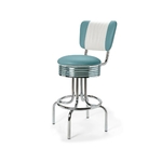 Tabouret de bar bas avec dossier Airline  mobilier américain bleu