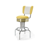 Tabouret de bar bas avec dossier Airline  mobilier américain jaune