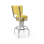 Tabouret de bar bas avec dossier Airline jaune