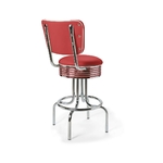 Tabouret de bar bas avec dossier Airline rouge