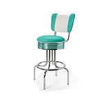 Tabouret de bar bas avec dossier Airline  mobilier américain turquoise