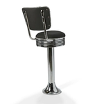 Casey Tabouret de bar Dossier  Chrome mobilier américain noir