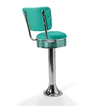 Casey Tabouret de bar Dossier  Chrome mobilier américain turquoise