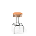 Tabouret de bar repose-pieds chromés Airline mobilier américain orange