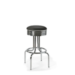 Tabouret de bar repose-pieds chromés Airline mobilier américain noir