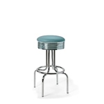 Tabouret de bar repose-pieds chromés Airline mobilier américain bleu