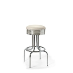 Tabouret de bar repose-pieds chromés Airline mobilier américain blanc