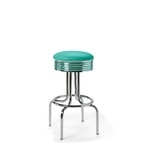 Tabouret de bar repose-pieds chromés Airline mobilier américain turquoise