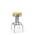 Tabouret de bar repose-pieds chromés Airline mobilier américain jaune