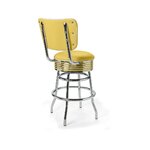 Tabouret de bar Palace Dossier Chrome jaune