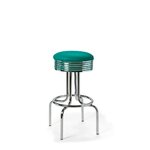 Tabouret de bar repose-pieds chromés Airline pétrol