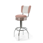 Tabouret de bar dossier bicolore Comet mobilier américain rose