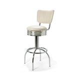 Tabouret de bar dossier bicolore Comet mobilier américain blanc