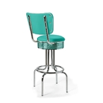 Tabouret de bar Airline Dossier Chrome mobilier turquoise