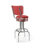 Tabouret de bar Airline Dossier Chrome mobilier rouge