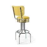 Tabouret de bar Airline Dossier Chrome  jaune