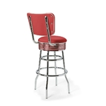 Palace Tabouret de bar Dossier CB 77 Chrome rouge