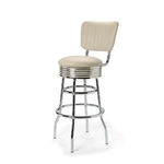 Palace Tabouret de bar Dossier CB 77 Chrome mobilier américain blanc