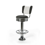 Casey Tabouret de bar Dossier et repose-pieds CB 77 Chrome noir