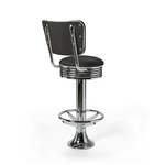 Casey Tabouret de bar Dossier et repose-pieds CB 77 Chrome mobilier américain noir