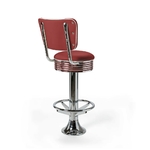 Casey Tabouret de bar Dossier et repose-pieds CB 77 Chrome mobilier américain ruby