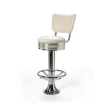 Casey Tabouret de bar Dossier et repose-pieds CB 77 Chrome blanc