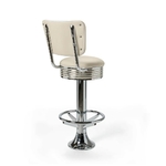 Casey Tabouret de bar Dossier et repose-pieds CB 77 Chrome mobilier américain blanc