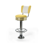 Casey Tabouret de bar Dossier et repose-pieds CB 77 Chrome jaune