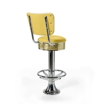 Casey Tabouret de bar Dossier et repose-pieds CB 77 Chrome mobilier américain jaune