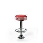 Casey Tabouret de bar Repose-pieds WP 77 Chrome rouge