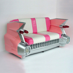 Canapé Cadillac vintage rétro rose