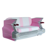 canapé banquette voiture cadillac rose pastel
