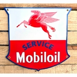 Plaque émaillée service Mobiloil rétro vintage