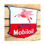 Plaque émaillée service Mobiloil publicitaire