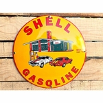 Plaque émaillée Shell Gasoline publicitaire