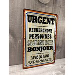 plaque métal déco humoristique urgent bonjour