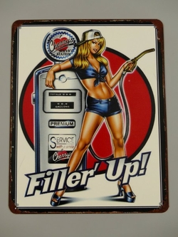 Plaque vintage Pin-up Mohawk gasoline 60cm - Garage/Atelier/Les