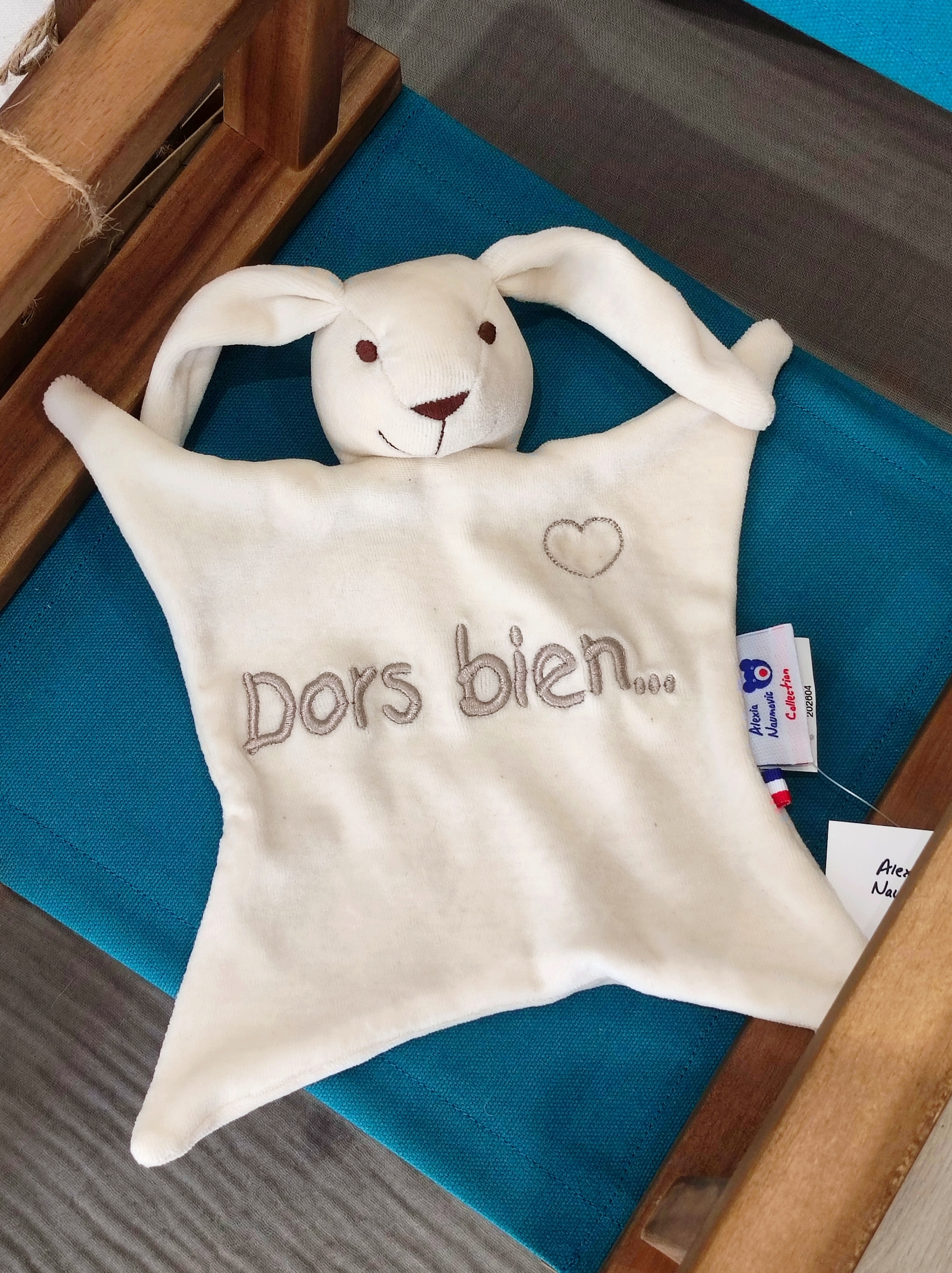 Doudou Enfant Lapin Écru en Coton Biologique