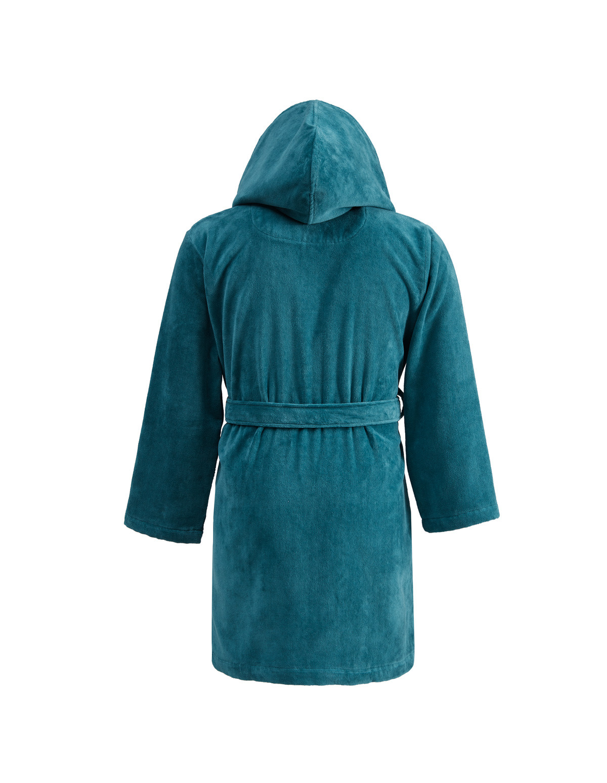 peignoir-court-capuche-velours-Petrole-dos